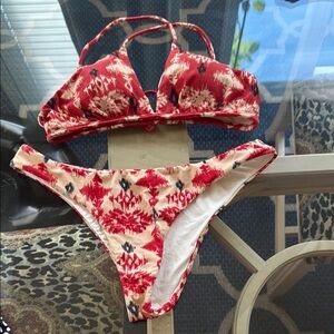 Vix Red and Cream Bikini Set